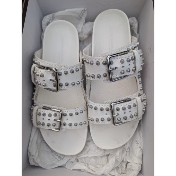 Kennel Schmenger Women's Studded Slides Sandals Sz 8 Natural Calf Milk Silver - Picture 9 of 10